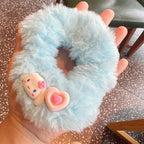 Blue Healing Big-Eared Dog Plush Hair Tie- 4pcs Set