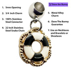 Life Saver Necklace - Stainless Steel Snake Chain Bracelet with Metal Alloy Charm - Nautical Themed Life Preserver, Life Saver, Life Guard Design - Durable and Elegant Jewelry Accessory for Men and Women-1