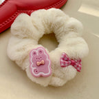 Pink Cute Animal Plush Hair Tie