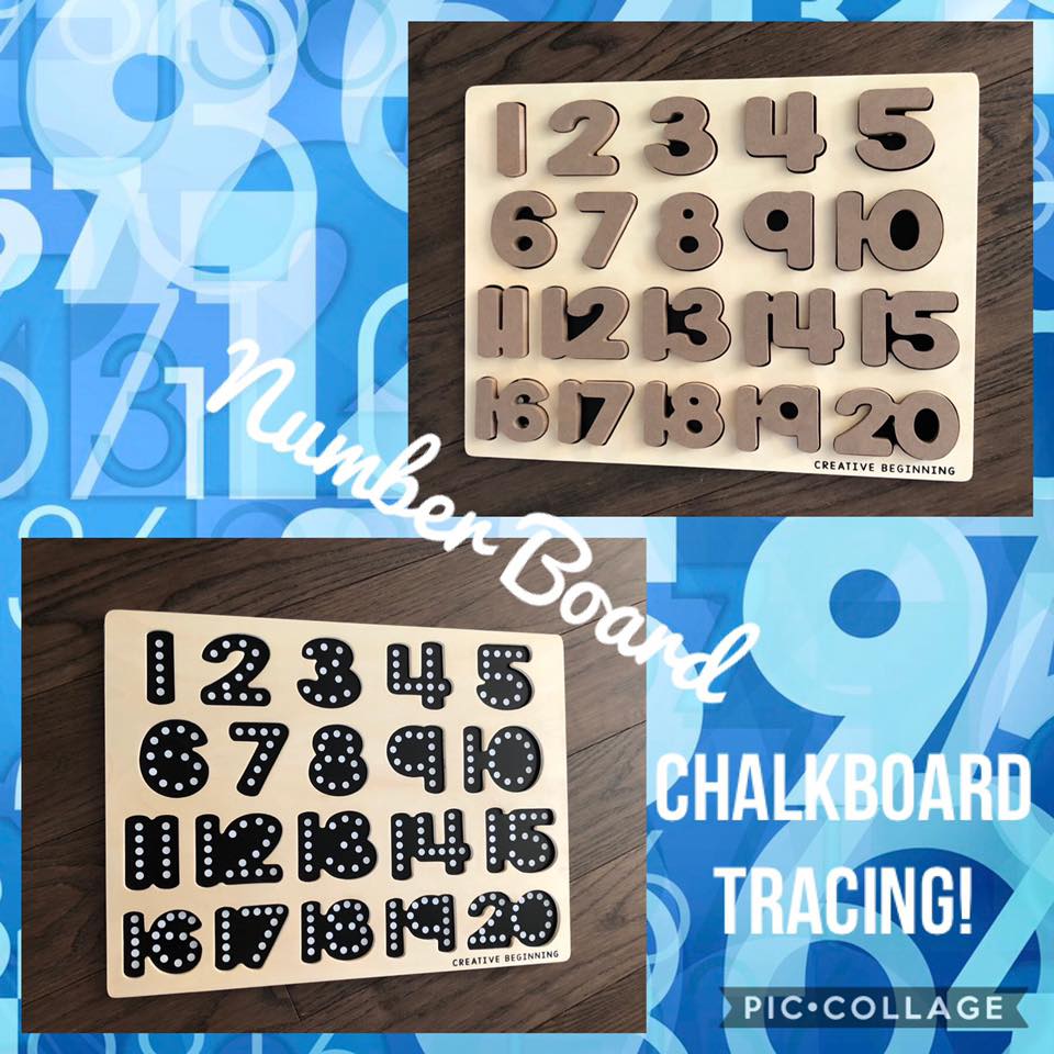 NUMBER PUZZLE - CHALKBOARD BASE WITH TRACERS - Number Tracing Puzzle with Chalkboard Base | Special Needs Math Learning Tool | Fine Motor Skills Development