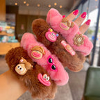 Pink & Brown Cute Clown Plush Hair Tie