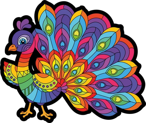 Wooden puzzle. PEACOCK. 64 pcs