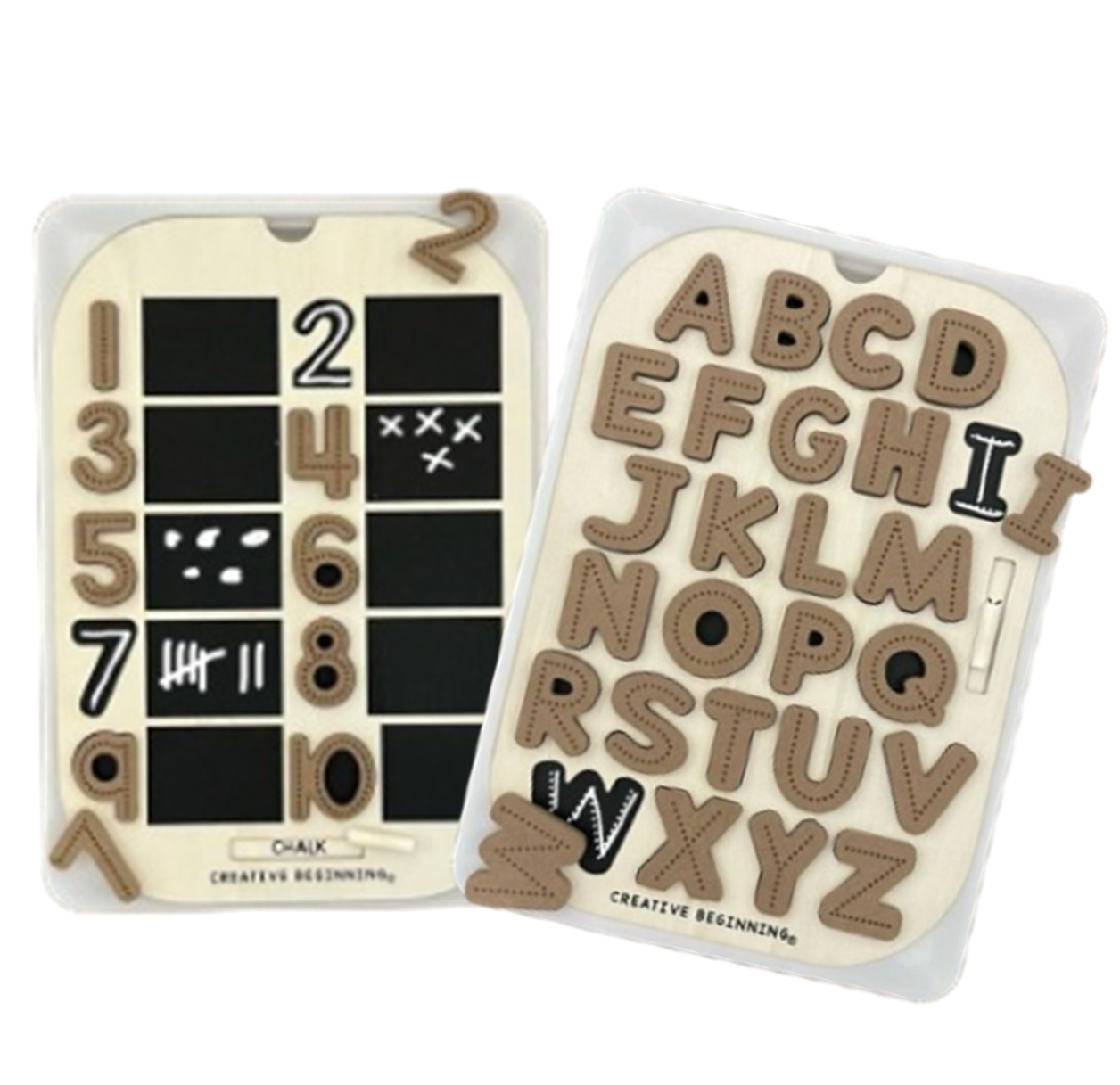 Grand couvercle TROFAST avec ardoise intégrée (lettres majuscules et chiffres) | Couvercle pour table sensorielle | Puzzle tableau noir pour table sensorielle (alphabet et chiffres)