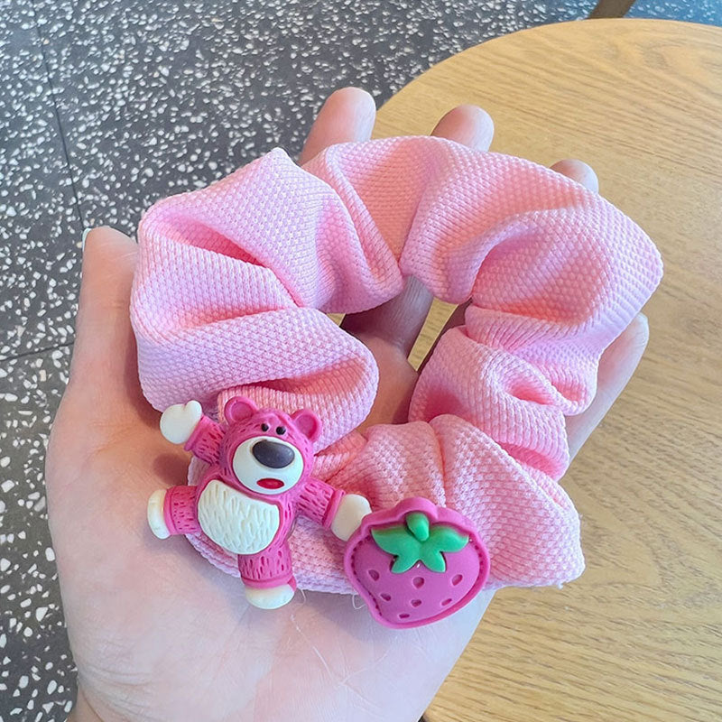 Cute Rose Red Bear Hair Tie