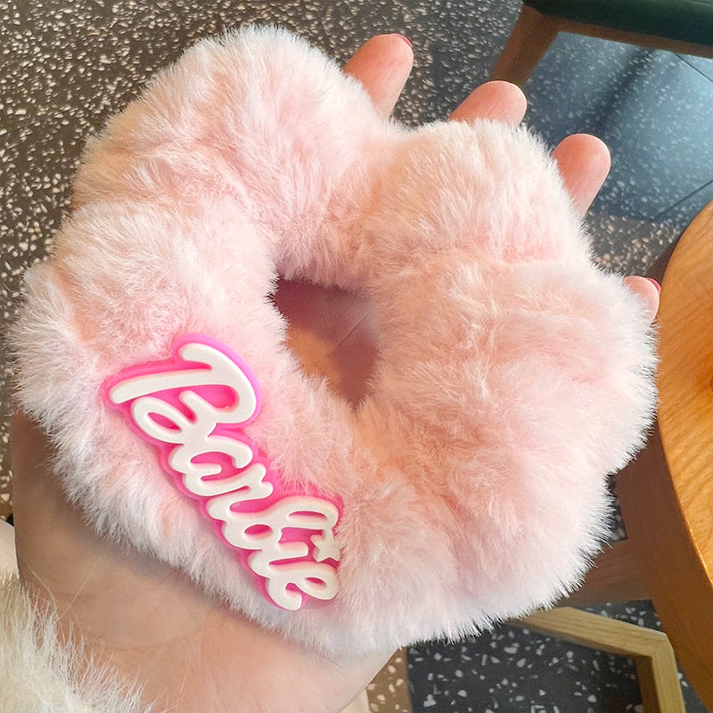 Pink Fuzzy-4pcs Scrunchies
