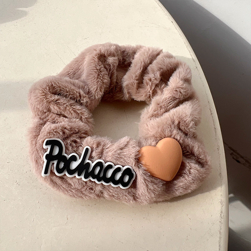 Cute Bear Coffee Checkerboard Hair Tie