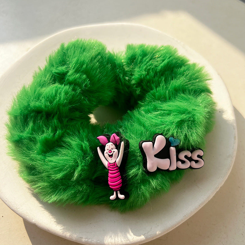 Blue Green Plush Hair Tie-4pcs Set