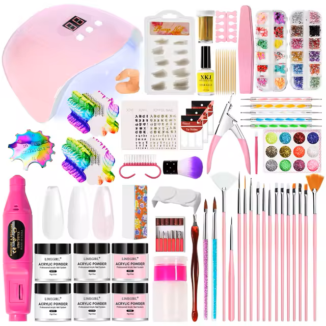 UV LED Nail Drill Kit Acrylic Nail Tips and drill Tools - Complete Manicure and Pedicure Set for Beginners-0