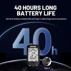 Wireless GPS Cycling Speedometer 40-Hour Battery Black-3