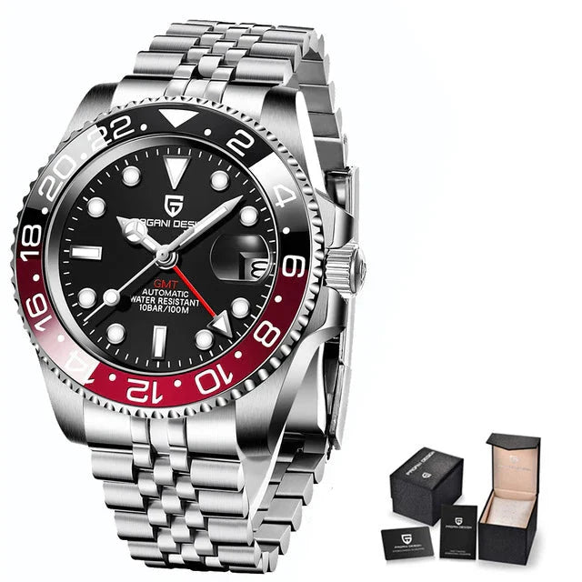 Men's Automatic Mechanical Sapphire Watch (Black Red)-0