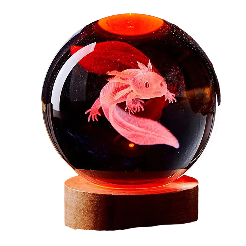 3D Colorful Axolotl laser Crystal Ball night light-0