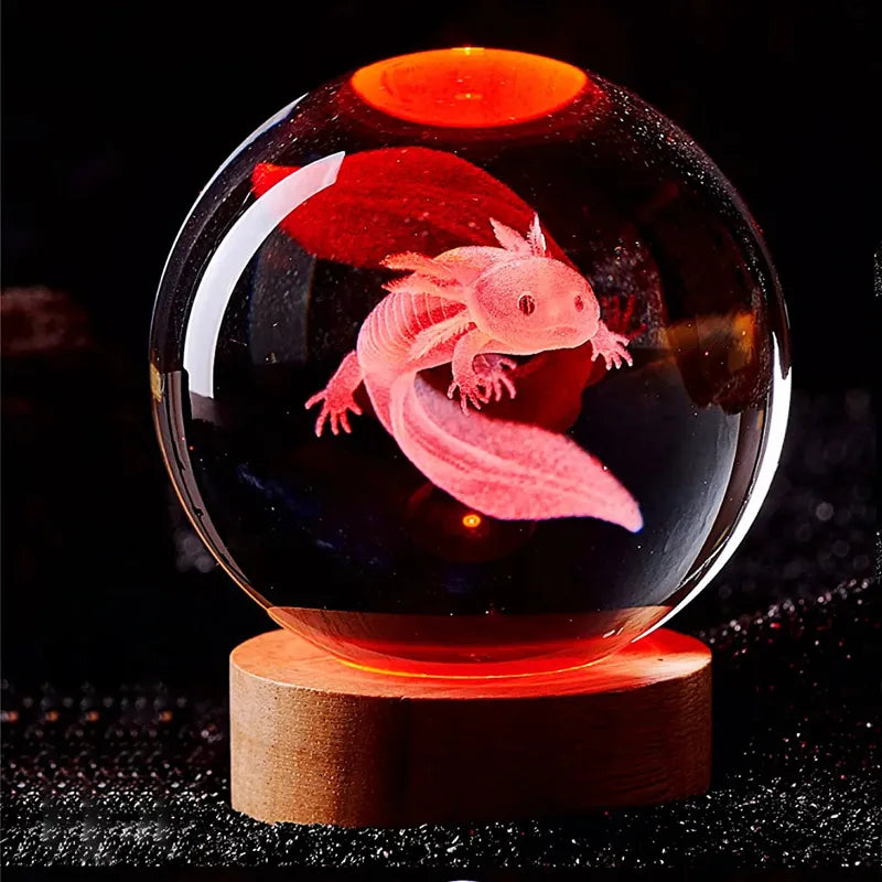 3D Colorful Axolotl laser Crystal Ball night light-1