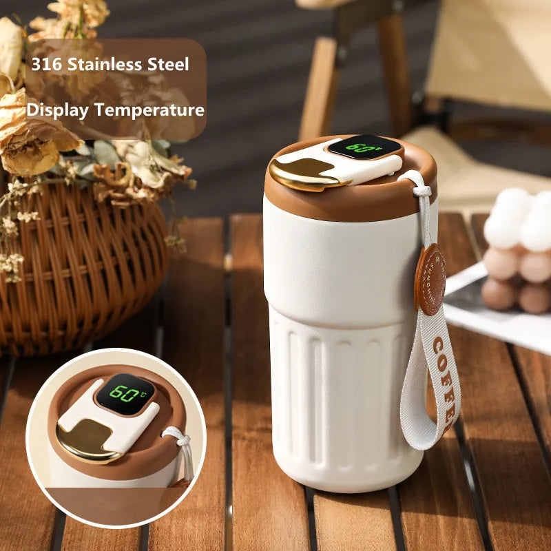 Smart Thermos Bottle with LED Temperature Display – 316 Stainless