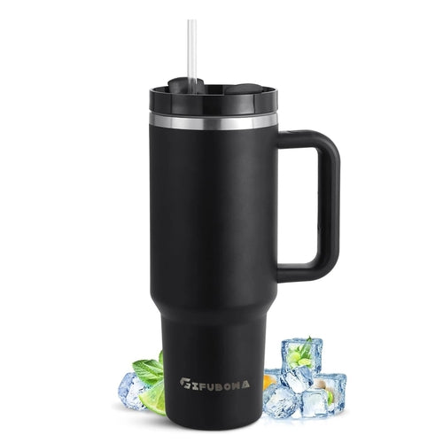 1200ml Stainless Steel Insulated Straw Water Bottle Thermal Coffee Car