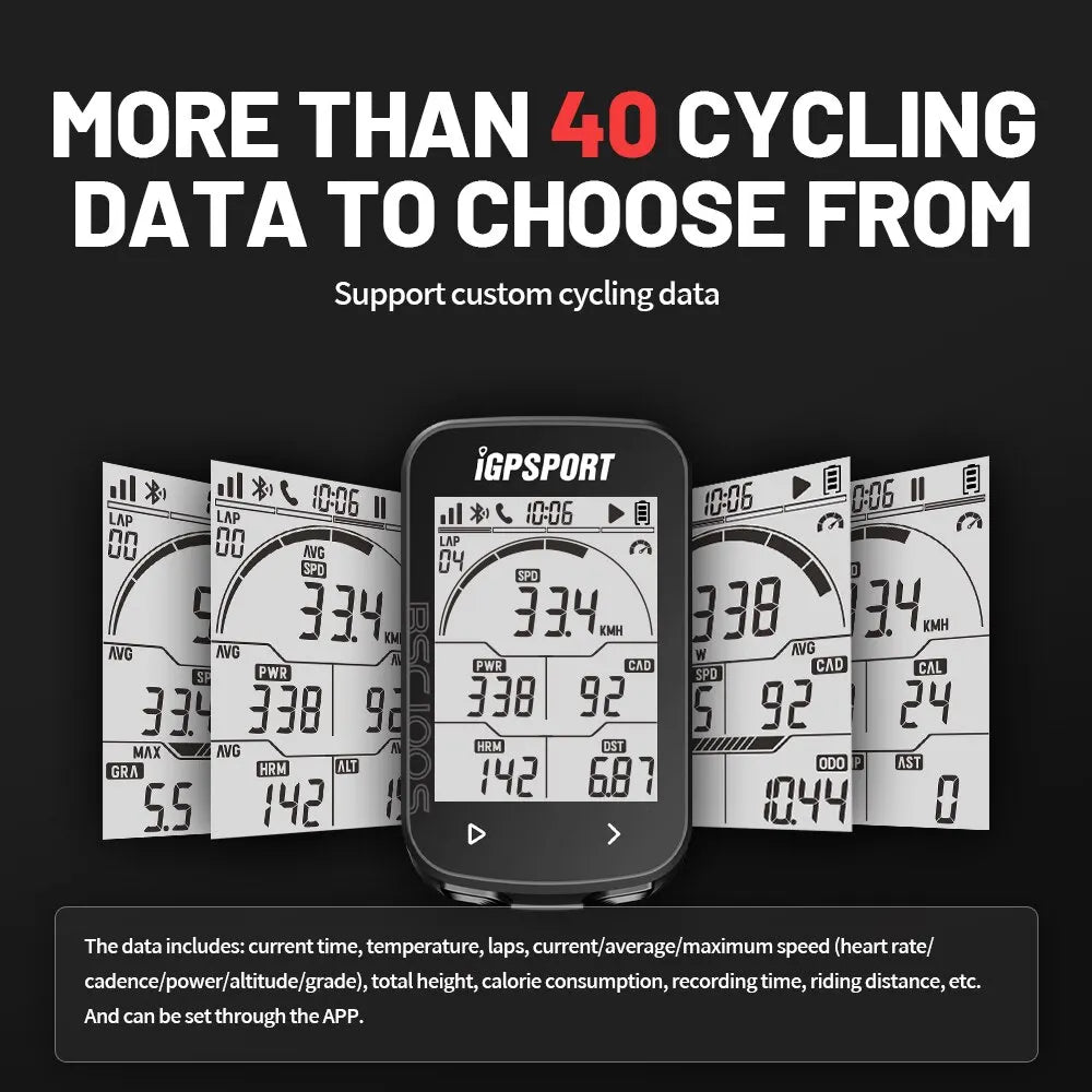 Wireless GPS Cycling Speedometer 40-Hour Battery Black-4