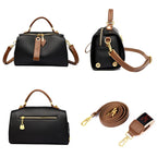Crossbody Tote Bag Solid PU Leather Shoulder Women Black