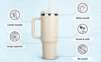 1200ml Stainless Steel Insulated Straw Water Bottle Thermal Coffee Car
