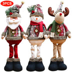 Cheerful Christmas Dolls Set - Reindeer, Snowman, and Santa Claus Standing Dolls
