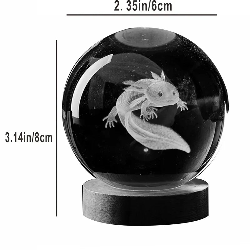 3D Colorful Axolotl laser Crystal Ball night light-3