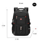 Waterproof Backpack with USB Charging PortRucksack Black-2