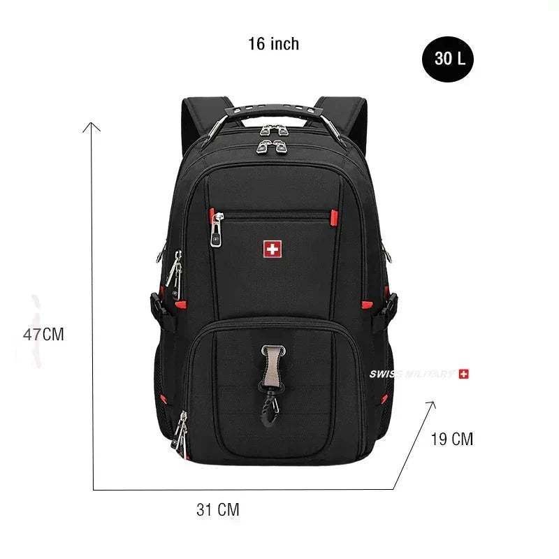 Waterproof Backpack with USB Charging PortRucksack Black-2