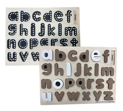 ALPHABET MINUSCULE - TABLEAU NOIR AVEC TRACEURS - Tableau d'écriture de l'alphabet minuscule | Outil d'écriture adapté aux personnes autistes | Kit d'apprentissage sensoriel des lettres (3-8 ans) 