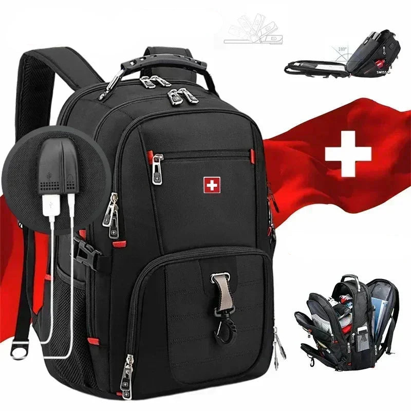 Waterproof Backpack with USB Charging PortRucksack Black-1