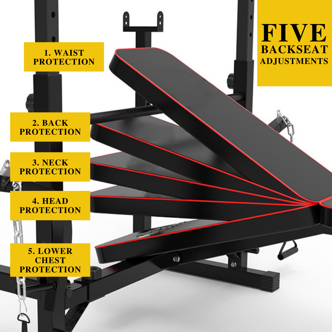 Adjustable Workout Bench with Lat Pulldown Pulley, Scott Bench & Barbell Rack ST6655