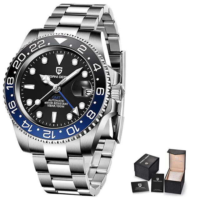 Men's Automatic Mechanical Sapphire Watch (Black Blue)-0
