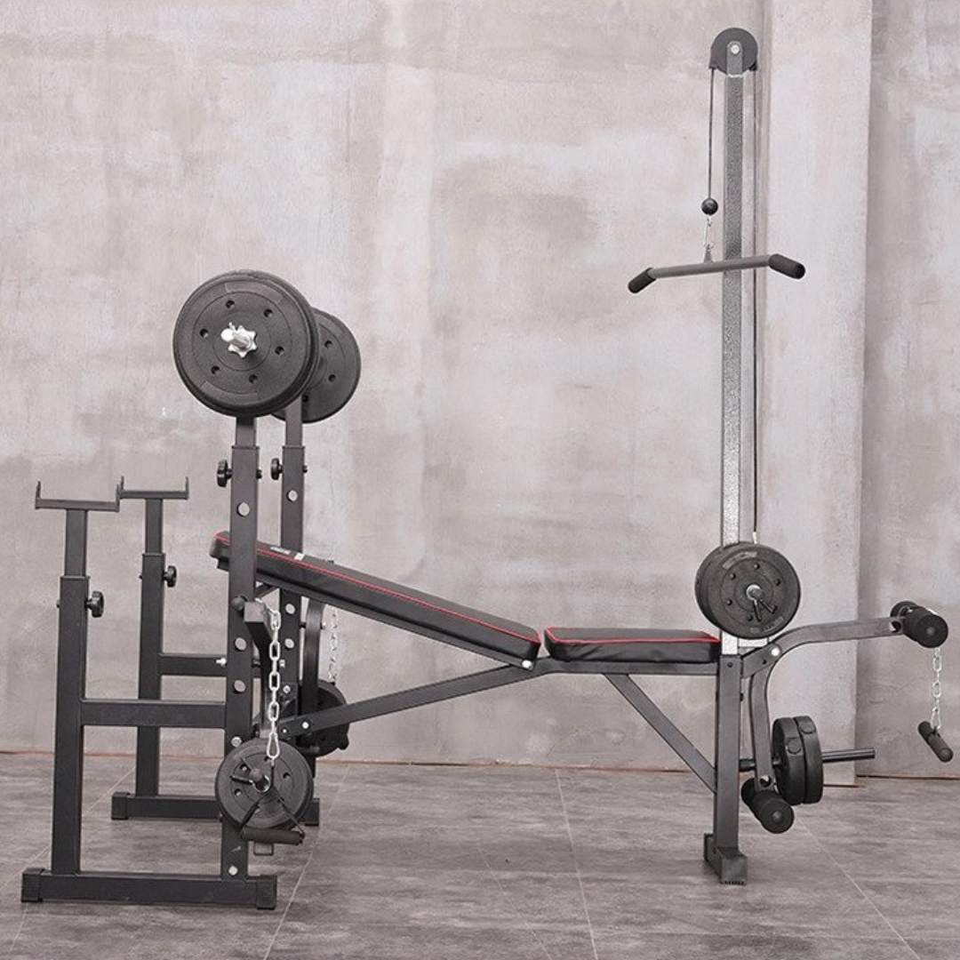 Adjustable Workout Bench with Lat Pulldown Pulley, Scott Bench & Barbell Rack ST6655