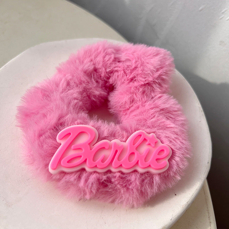 Cute Princess Pink Plush Hair Tie