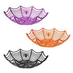 Halloween Candy Basket: Black Orange Spider Web Design for Trick or