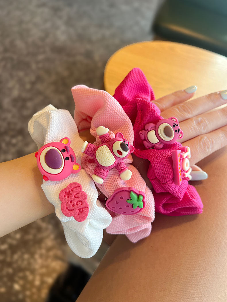 Cute Rose Red Bear Hair Tie