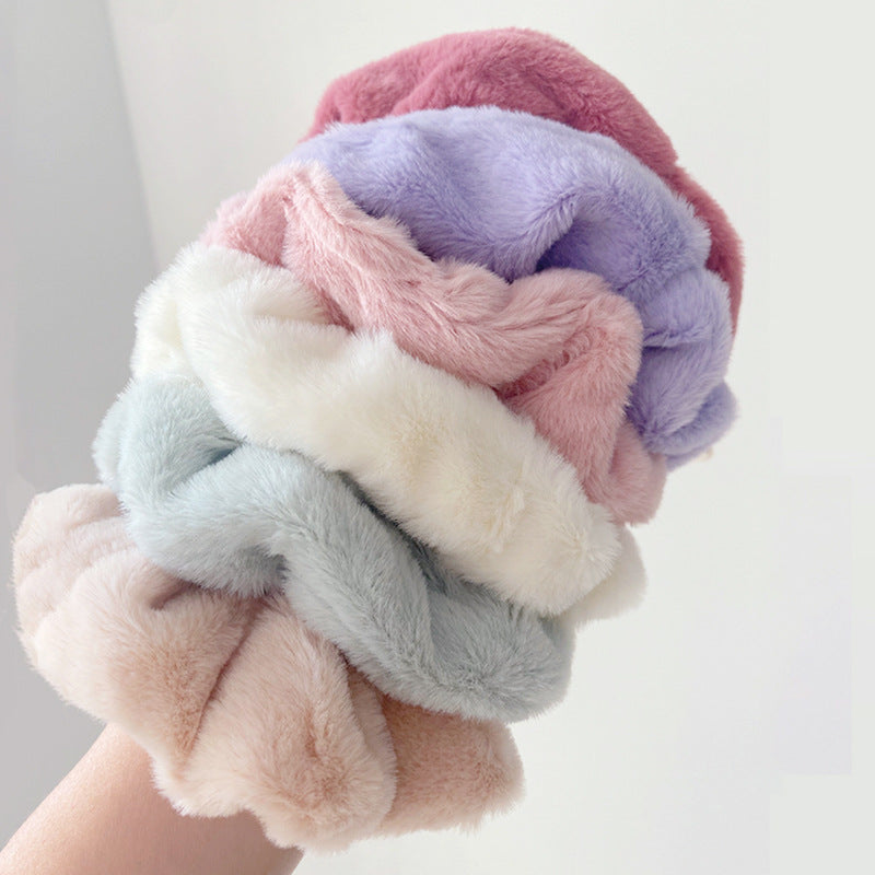 Solid Color Plush Hair Tie - 9pcs Set