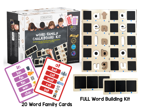 Kit de tableau noir pour les familles de mots et puzzle de tableau noir en minuscules