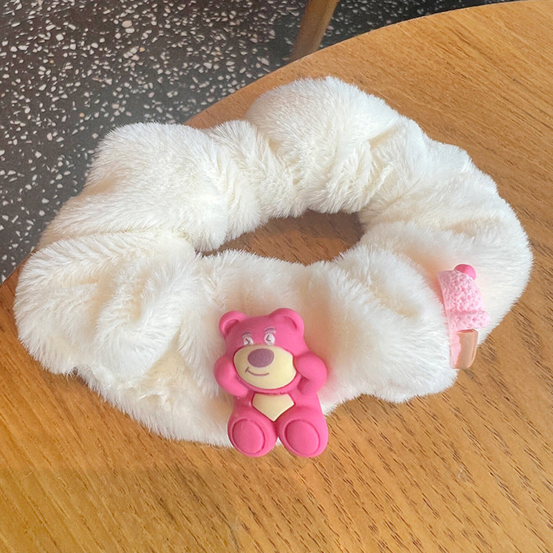 Cute Strawberry Rose Red Bear Scrunchies-  5pcsBeautiful Girls Gift