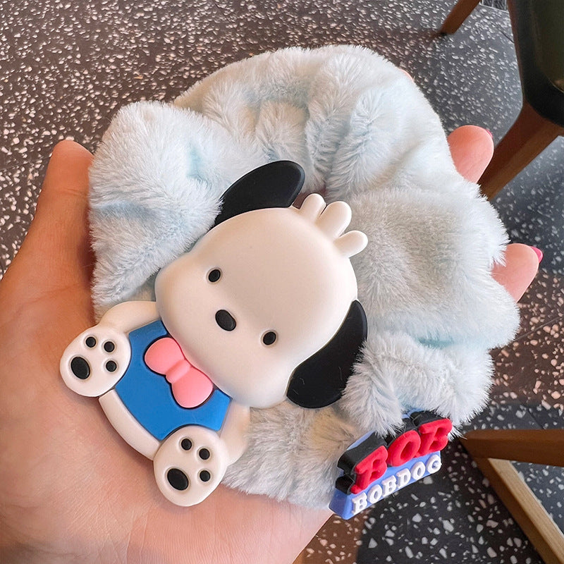 Fresh Blue Puppy Plush Hair Tie