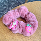 Cute Strawberry Rose Red Bear Scrunchies-  5pcsBeautiful Girls Gift
