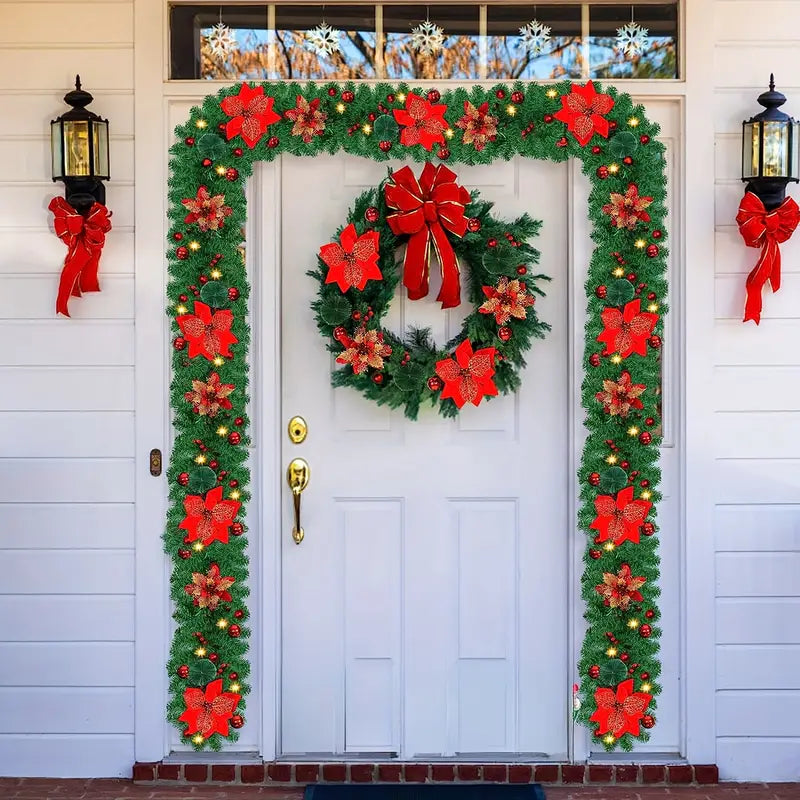 Enchanted Glow: Battery-Powered Artificial Christmas Garland Lights