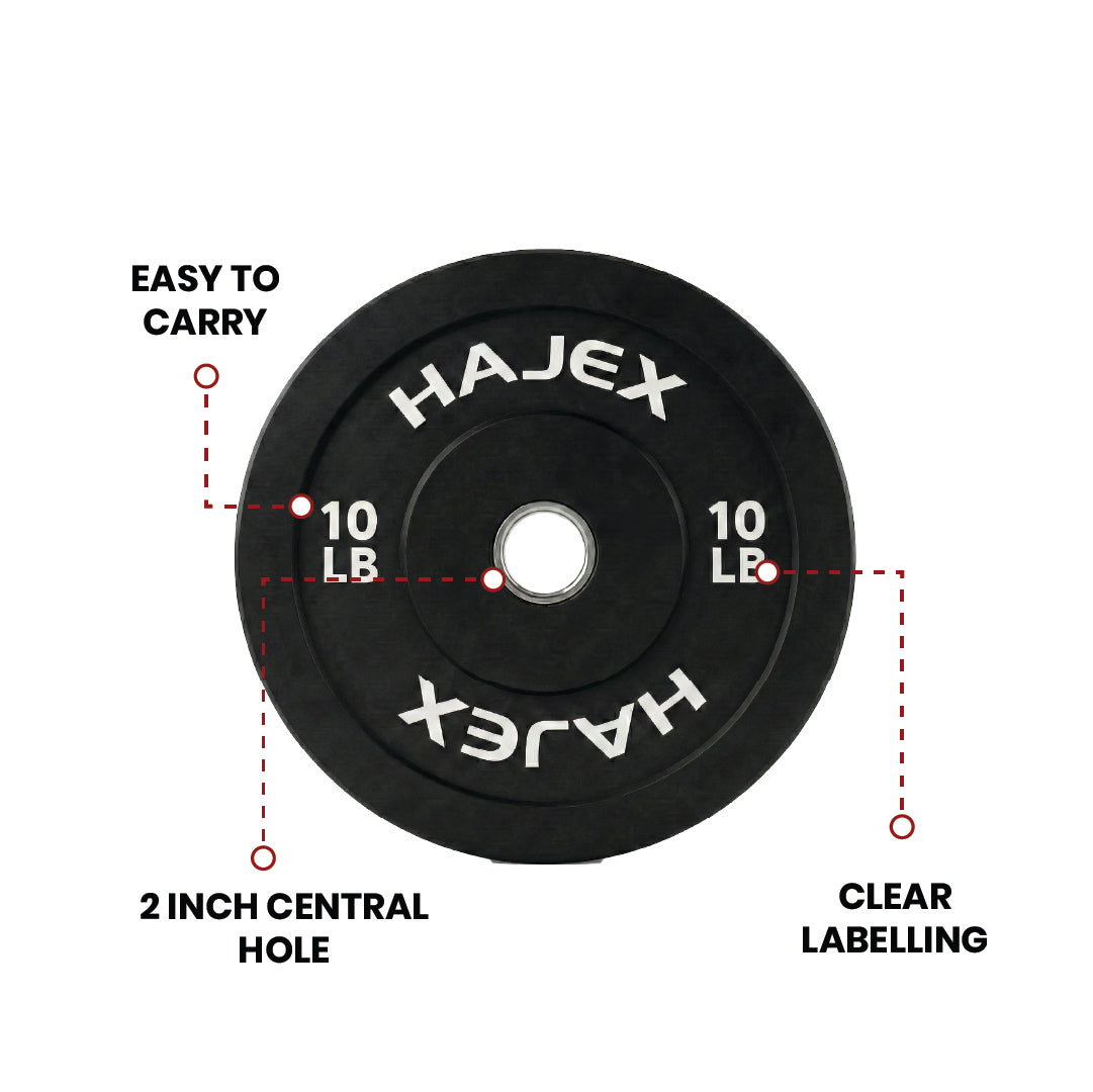 HAJEX Olympic Bumper Weight Plates - 10, 15, 25, 35, 45, 55 LB