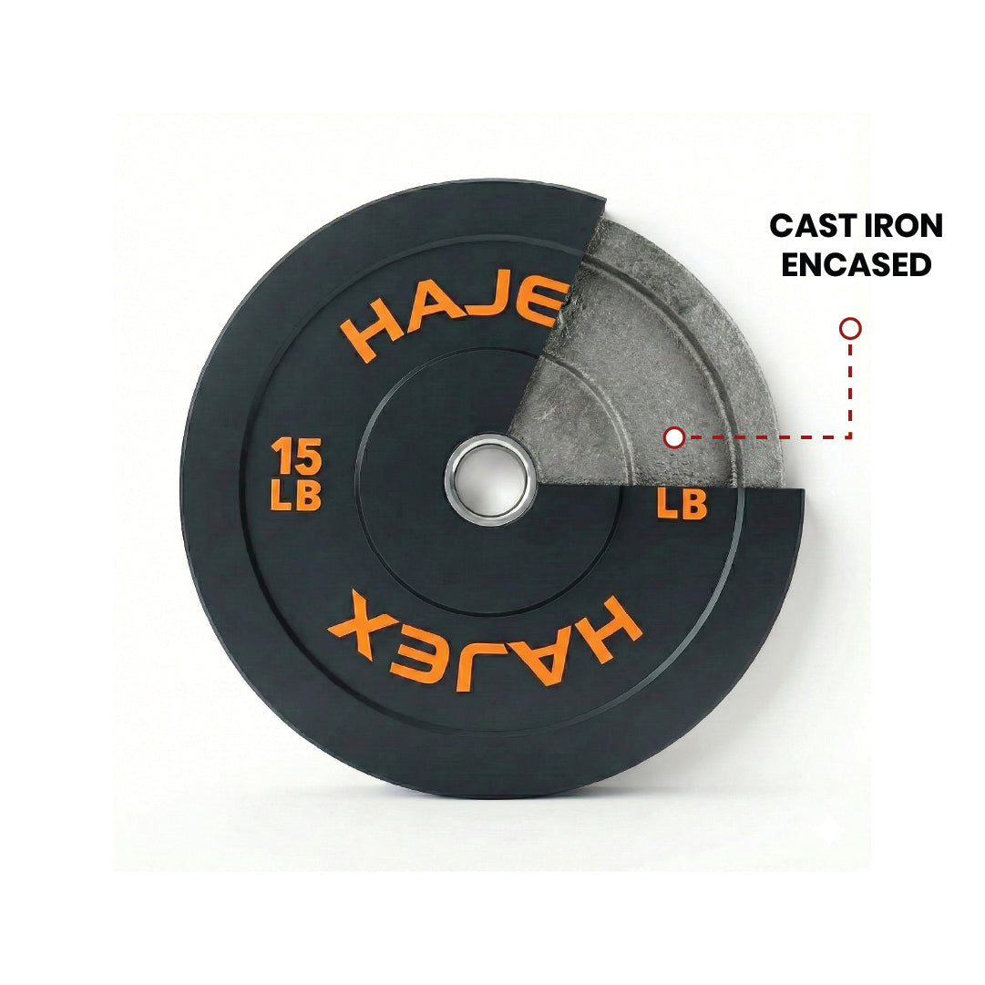 HAJEX Olympic Bumper Weight Plates - 10, 15, 25, 35, 45, 55 LB