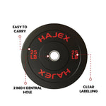 HAJEX Olympic Bumper Weight Plates - 10, 15, 25, 35, 45, 55 LB