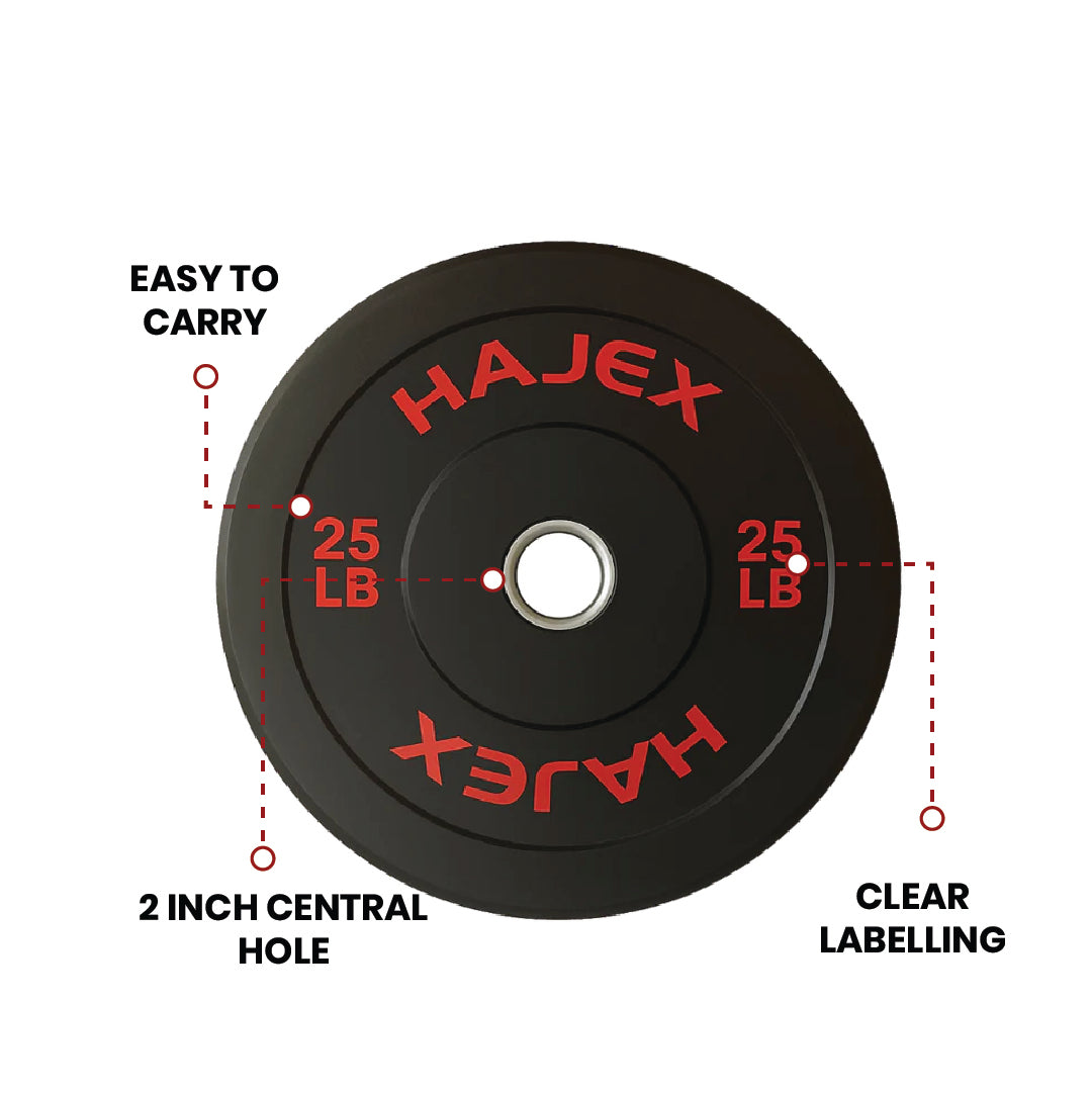 HAJEX Olympic Bumper Weight Plates - 10, 15, 25, 35, 45, 55 LB