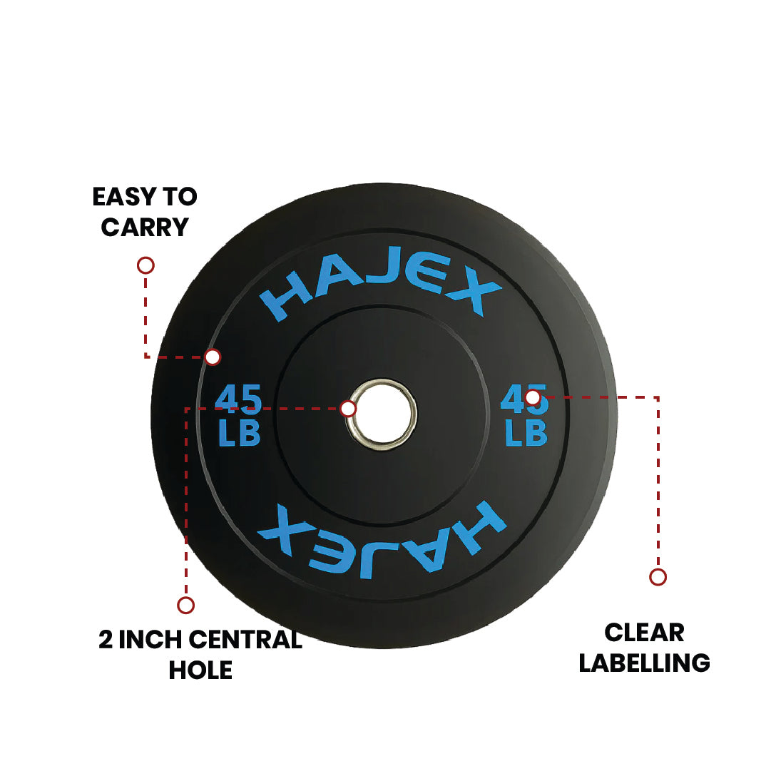HAJEX Olympic Bumper Weight Plates - 10, 15, 25, 35, 45, 55 LB