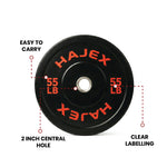 HAJEX Olympic Bumper Weight Plates - 10, 15, 25, 35, 45, 55 LB