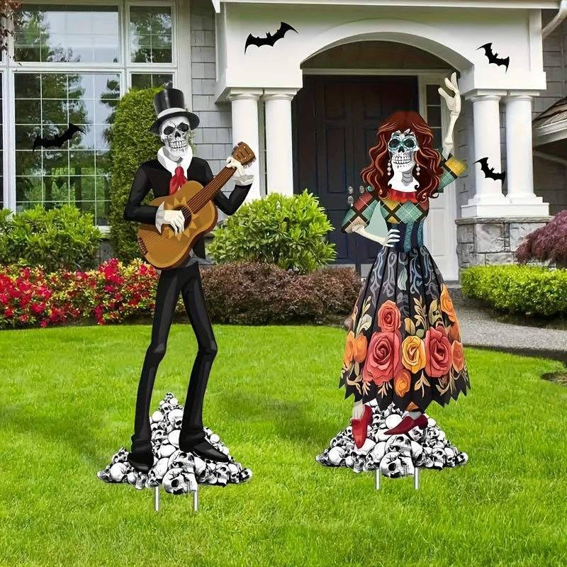 Halloween Skeleton Couple Yard Decor (2PCS)-1