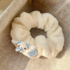 Blue & White Plush Hair Tie-5pcs Set