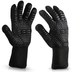 Fireproof Silicone BBQ Gloves - Heat Resistant, Cut-Resistant, Non-Slip (Black)-4