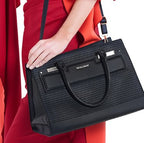 Sac de transport pour chien et chat en cuir végétalien noir de créateur