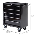 HOMCOM 5 Drawers Wheels Storage Cart Tool Chest Box Home Furniture -